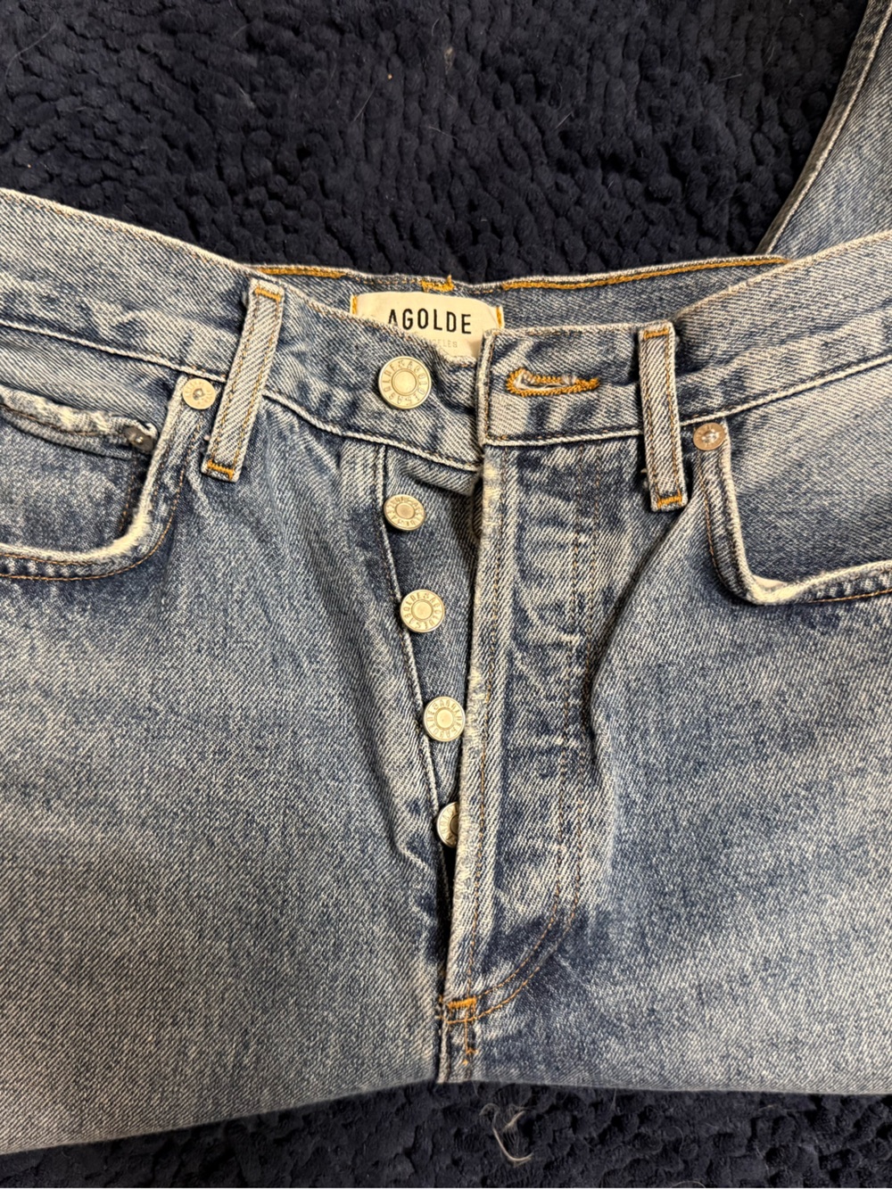 Agolde Light Blue High-Rise Button-Fly Jeans